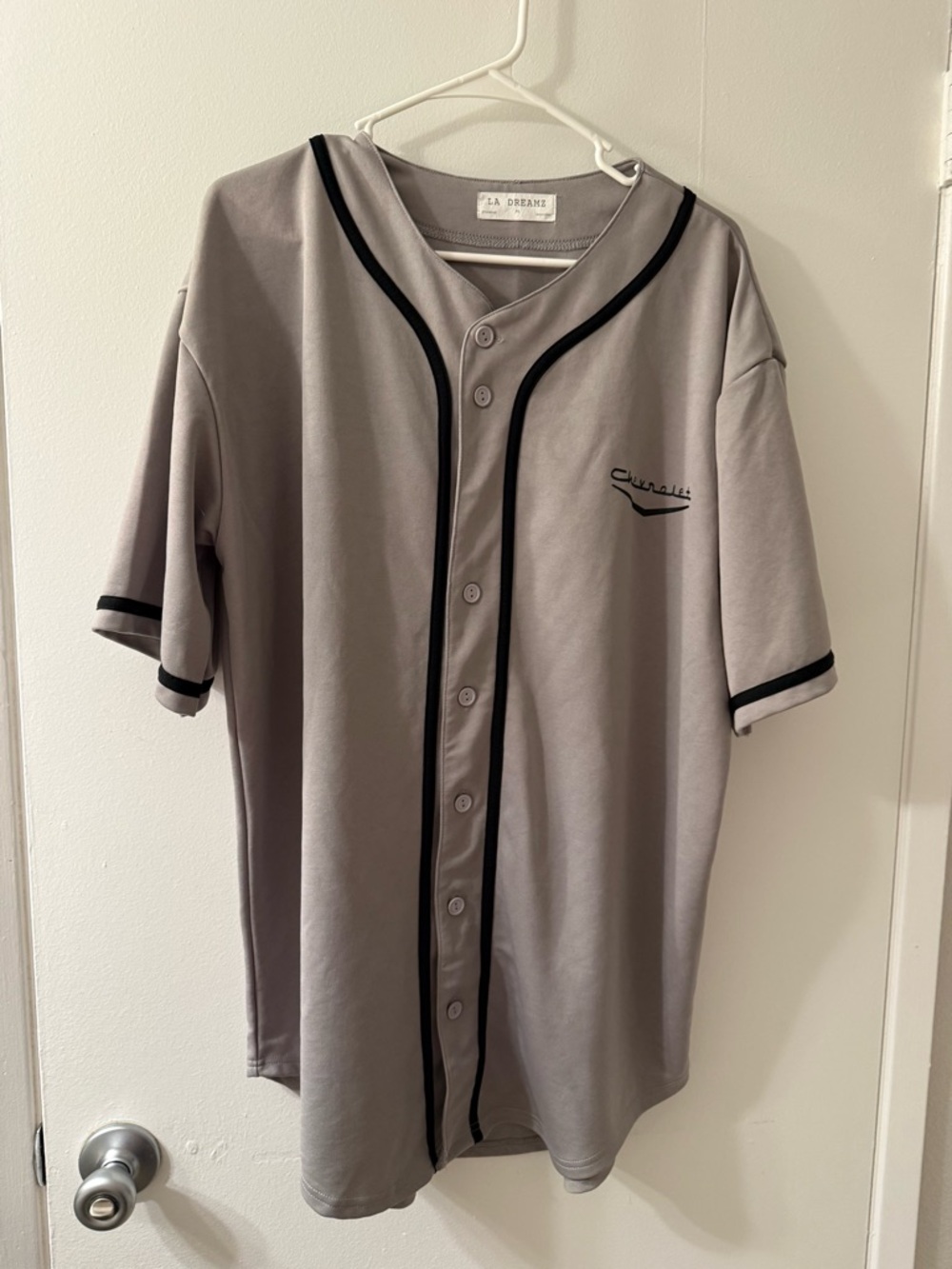 Men’s Gray Baseball Jersey with Black Trim